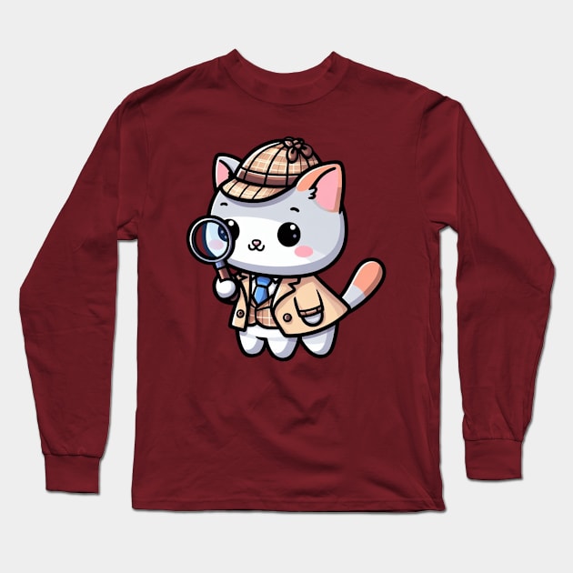 Kitty detective investigator Long Sleeve T-Shirt by Japanese Fever